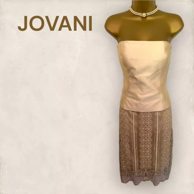 Jovani Womens Gold Silk Beaded 2 Piece Occasion Outfit Skirt Corset US 10 UK 14