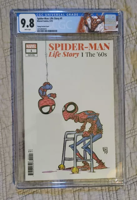 Spider-Man Life Story 1 CGC 9.8 Skottie Young Variant Marvel Custom Label 👌
