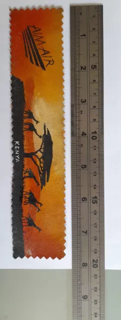 Hand painted Leather Bookmark KENYA EXCELLENT HARIASTAMP. A Work of Art AIM AIR 3