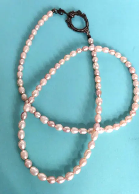 Vintage Natural White Baroque Pearls 28" Long Beaded Necklace Hook Closure Gift