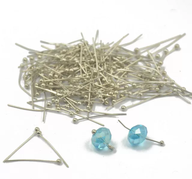 200x Ball Head Pins Silver Plated Craft Jewellry Making Findings Headpins