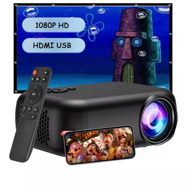 HD Portable Projector 1080P Pocket Beamer HDMI Home Theater Cinema Movie HDMI UK