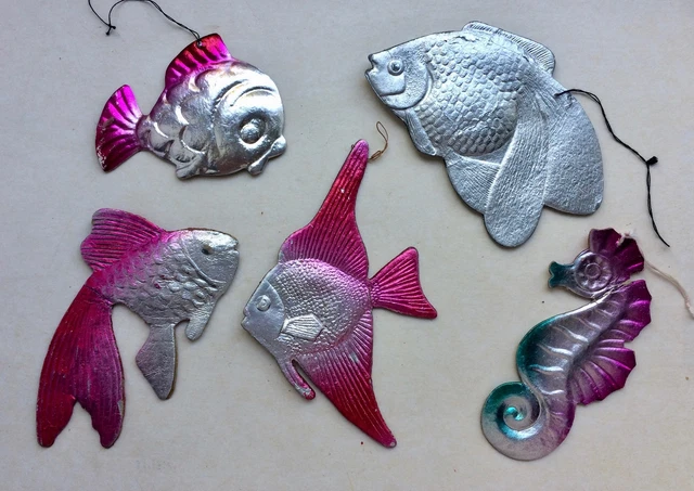 Pesce TRA CUI SCEGLIERE, ornamento di cartone natalizio vintage /...