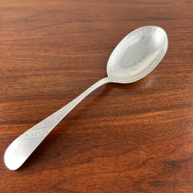 B M Chamberlain Salem Ma. American Aesthetic Coin Silver Serving Spoon