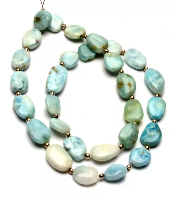 Natural Loose Larimar Nuggets 10 to 15 mm Beads for Jewelry Making 15" Strand