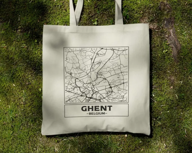 Ghent, Belgium, City Street Map Natural Cotton Tote Bag 3