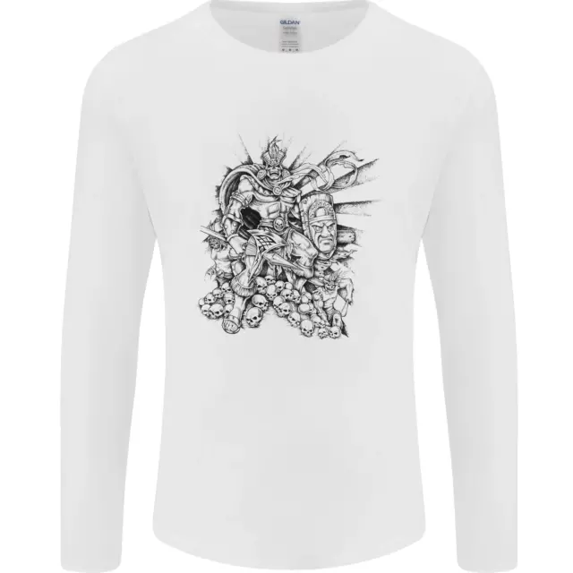 T-shirt a maniche lunghe Inca Warrior Skull Gym arti marziali MMA Axe da uomo