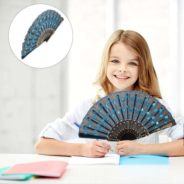 4 éventails Ronds Pliants Motif Chaton - 20cm Déplié, Polyester, Léger, Parfait Fête & Voyage