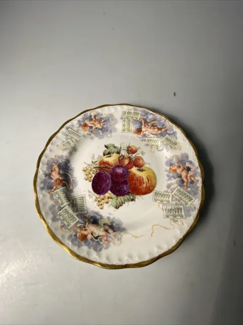 Antique Calendar Plate   Carnation McNicol Cherub And Fruit