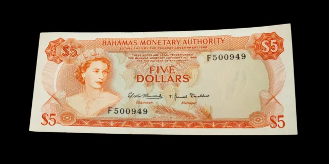 1974 Bahamas 2 X 1 Dollar & 5 Dollat Banque Billets plein De 3 Au Conditions 2