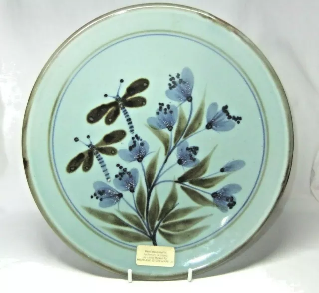 Linda McNeill Plate Lochinver Highland Stoneware Pottery Dragonfly Floral Large