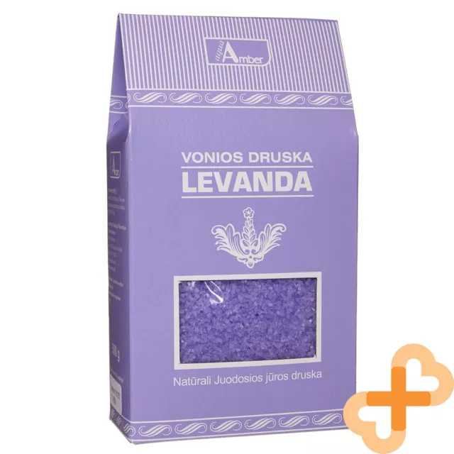 AQUA AMBER Lavanda Baño Negro Sal de Mar Natural 500g Alivia Irritado Piel