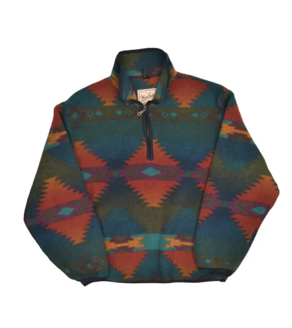 Vintage Woolrich Aztec Fleece Jacket Mens XL 1/2 Zip Pullover Sweatshirt Navajo