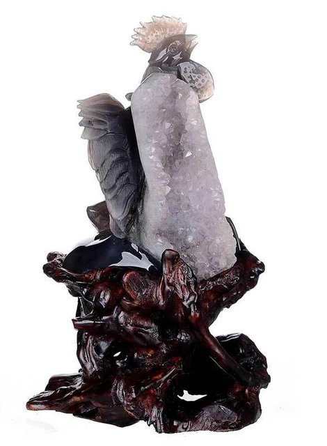Tallado de gallo de ágata natural de 7,17", artesanías talladas a mano AO05