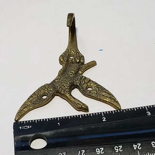 ANTIQUE Vintage Brass EAGLE Coat Hat Clothes HOOK Decor Long Neck 5