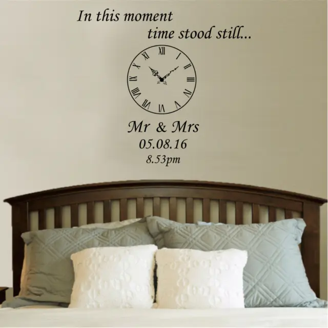 In This Moment Time Stood Still Clock Personalised Name Wall Art Sticker Date 3