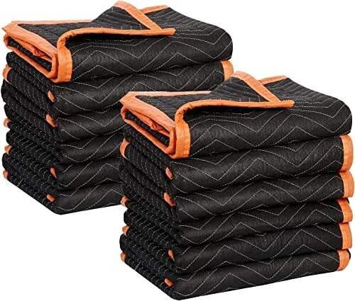 79522 Heavy Duty Padded Moving Blankets/Black, 72” x 80” 6 Pack Orange