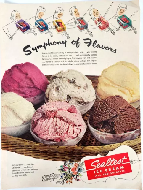 Sealtest Ice Cream Symphony Of Flavors Vtg 1951 Ad Magazine Print Dairy