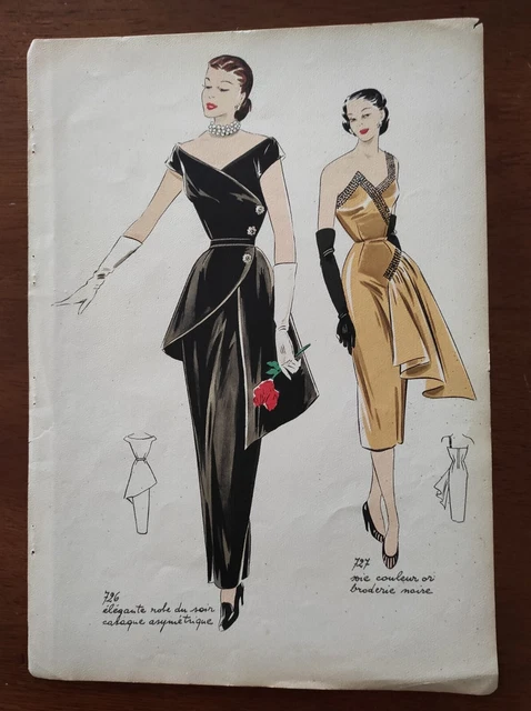 Disegni Alta Moda  5 Stampe Di Modelli Anni 1950/60 Milano Italia - Raro Vintage