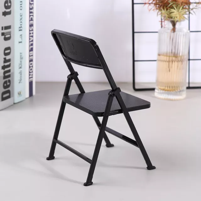 Black Painted Metal Folding Chair 1:6 Scale Dolls House Miniature Accessor#km 2