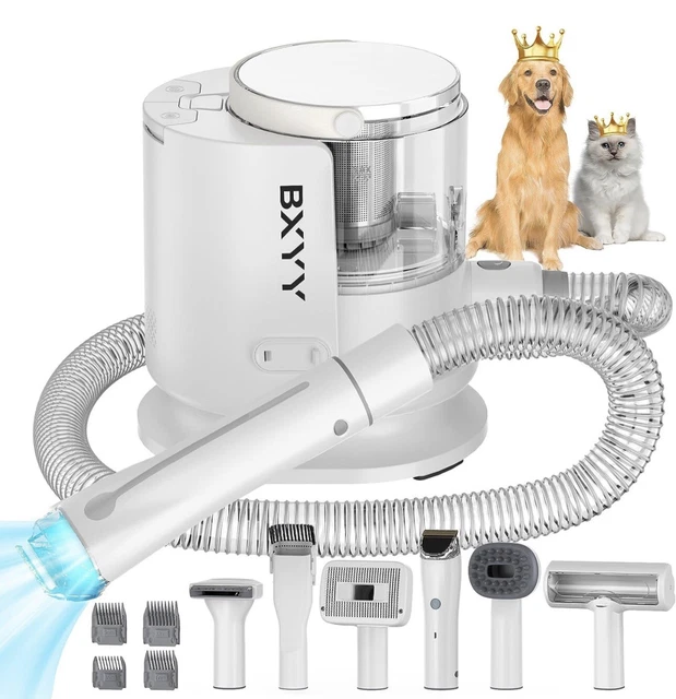 BXYY Dog Grooming Kit & Vacuum Suction 99.99% Pet Hair, Dog Grooming Clippers