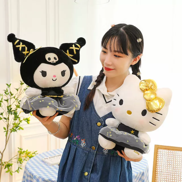 Sanrio Hello Kitty Elegantes Schwarz und Gold Plüschtiere 14" Plüsch Puppe 35cm 2