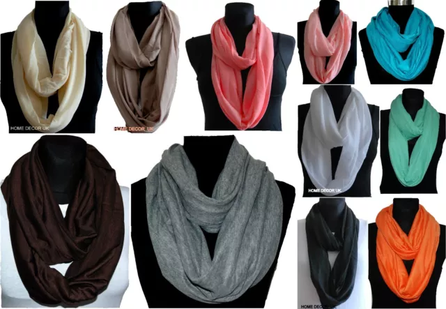 Lovely New Women Ladies Jersey Circle Loop Cowl Shawl Infinity Plain Scarf Snood