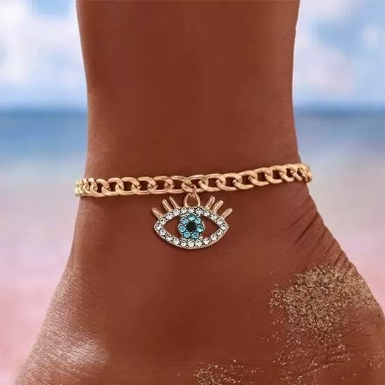 Ankle Bracelet Gold Anklet Womens Adjustable Chain Beach Jewellery Foot Gift Eye