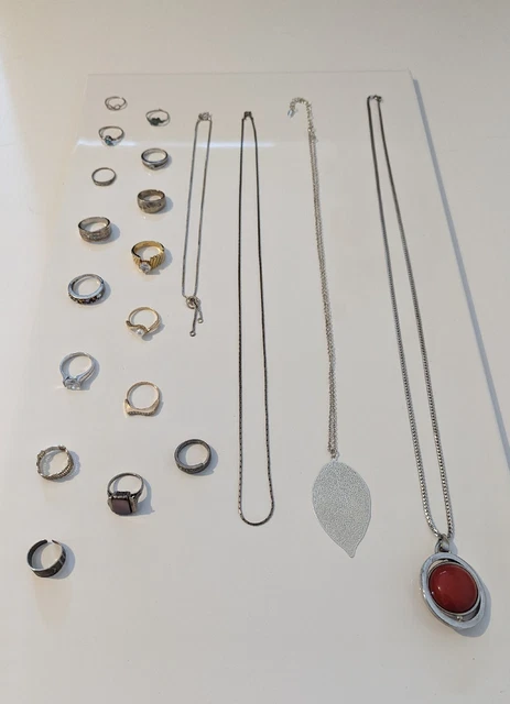 Schmuck Konvolut Aus Nachlass / Mode + Echtschmuck Silber 835 / 925 / Vergoldet