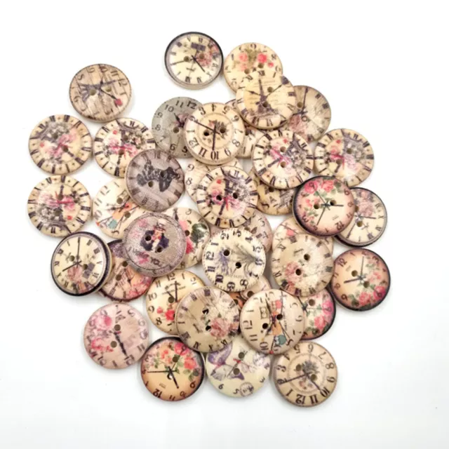 50 Wood Buttons 2 Holes Sewing Button for Crafting Clothing Scrapbooking