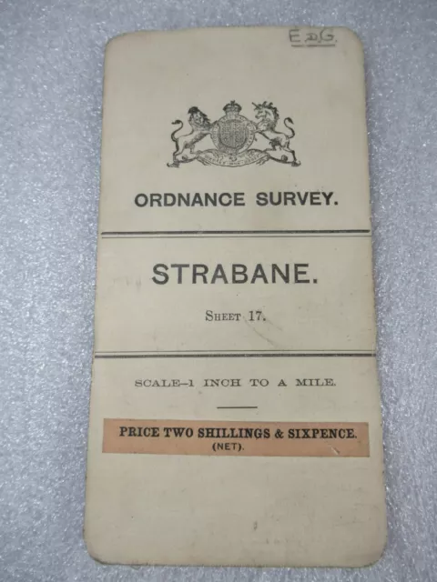 1904 STRABANE Vintage Ordnance Survey White Cover Cloth Map Co Tyrone N Ireland