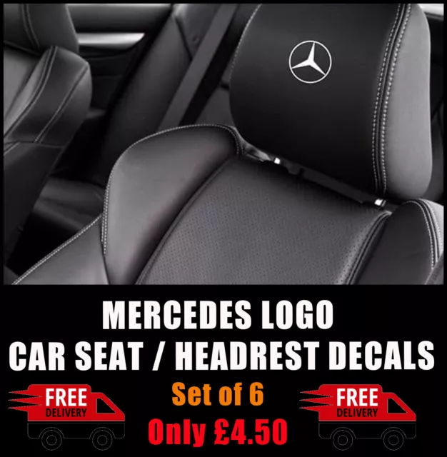 MERCEDES LOGO CAR SEAT DECALS NEW - Vinyl Stickers - Graphics X6 Car Stickers