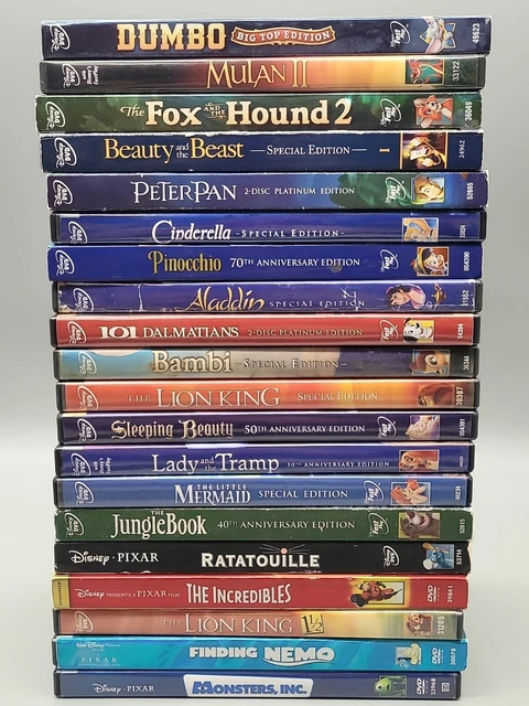 (20) All Walt Disney Pixar DVD Movie Lot, Animated Cartoon Family Kids Children