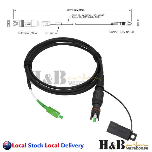 Heavy Duty 3M Fibre Optic Patchcord Lead SC / APC to OptiTap MPT & SMP NBN Tool