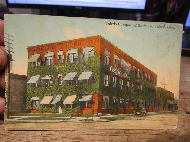 Y5 Vintage Old OHIO Postcard TOLEDO Computing Scale Company Factory Business Car