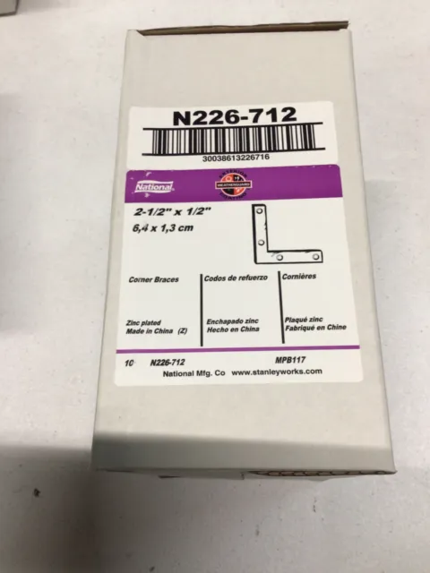 National Hardware- N226-712 Flat Corner Iron Brace 2 1/2" x 1/2" - *10 -4 Packs*