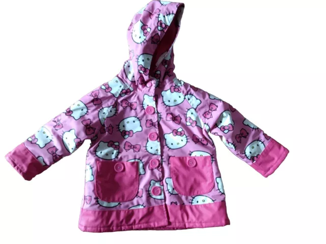 Western Chief Toddler Girls Size 2T Pink Hello Kitty Rain Jacket Coat Hooded