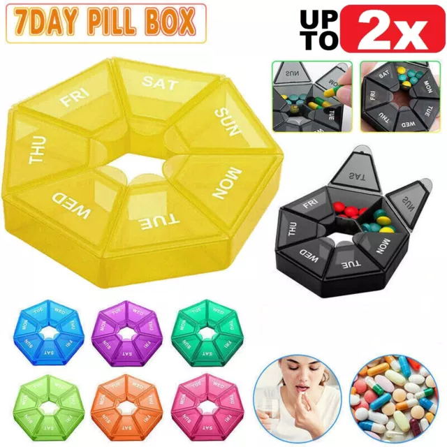 7Day Pill Box Medicine Storage Weekly Tablet Container Case Organizer Dispenser