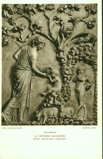 Buvard vintage la nymphe leucotée avec Bacchus enfant jus de raisin Challand