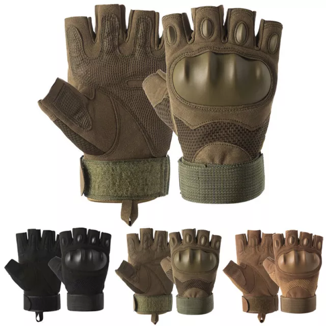 Tactical Hard Knuckle Half Finger Gloves Army Military Airsoft Work Fingerless