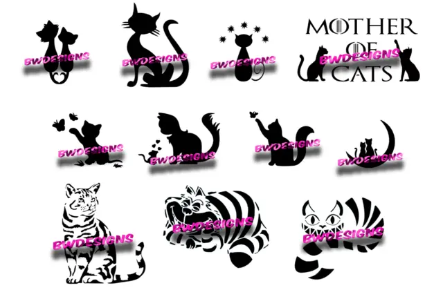 Cute Cat Kitty Mother of Cats Kittens Feline Fake Tattoo Craft Stencil Reusable