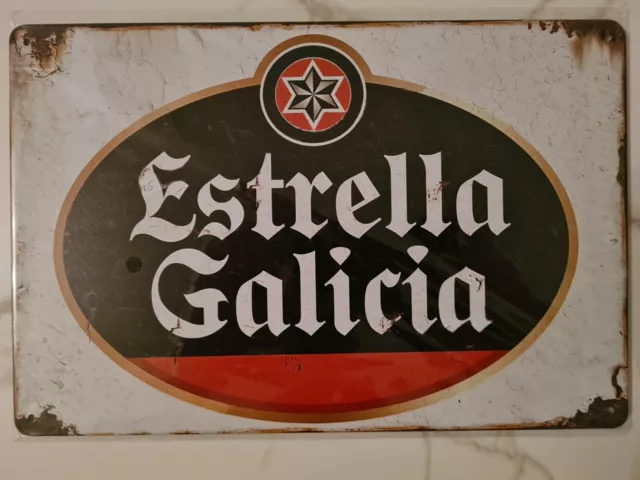 Estrella Galicia Beer Retro Vintage Tin Metal Sign Man Cave