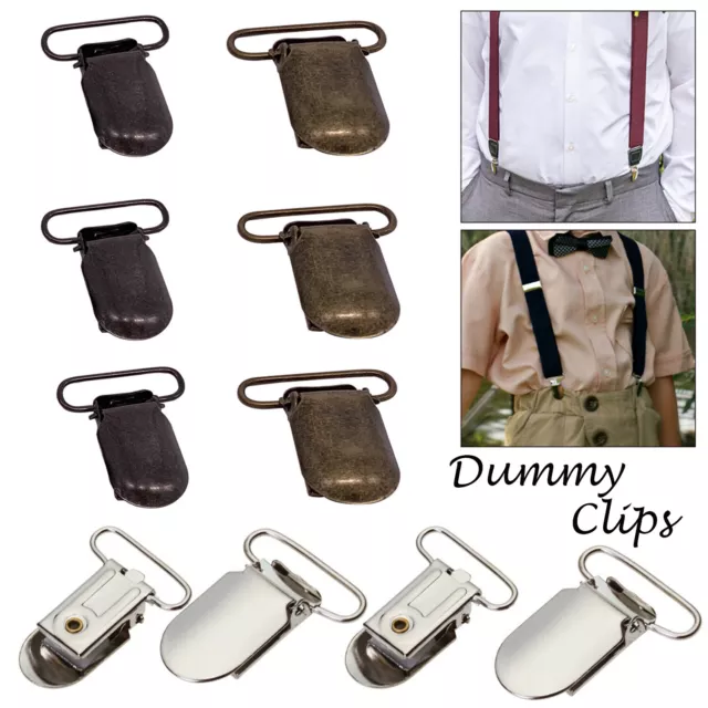 10pcs Metal Suspender Clips Dummy Braces with Plastic Teeth Sewing Crafts