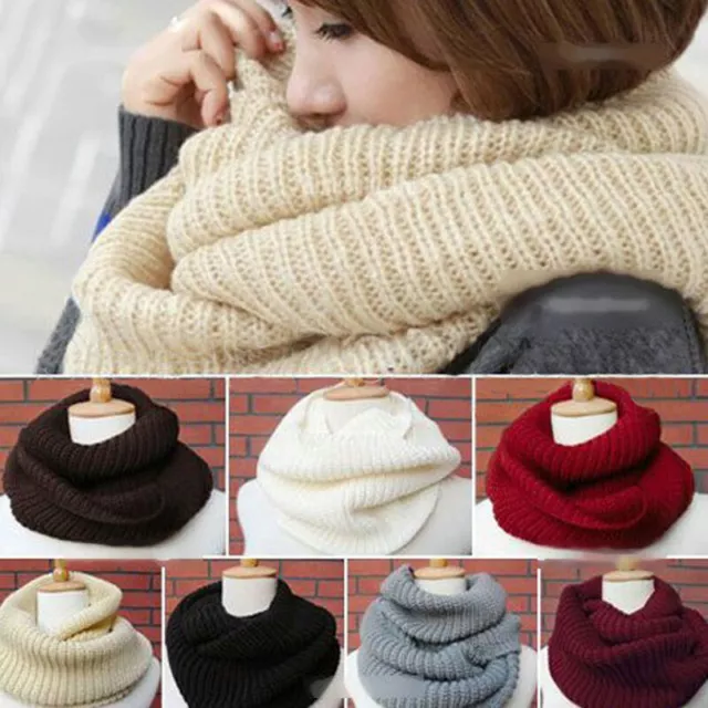 Soft Women Winter Warm Infinity Cable Knit Cowl Neck Long Scarf Shawl Charm 3