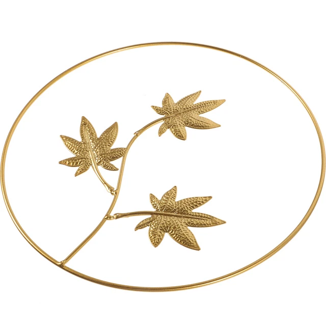 Gold Leaf Sculpture Wall Artwork Decoration Iron Decorations Home Wrought