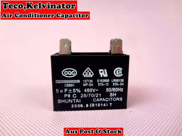 Teco,Kelvinator Air Conditioner Motor Start Run Capacitor 5uF 2+2 pins (D167)