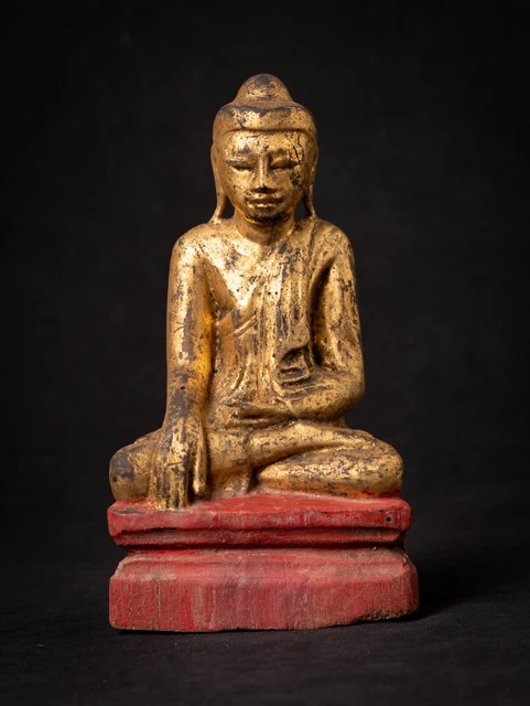 Antique wooden Burmese Buddha from Burma, 19th century