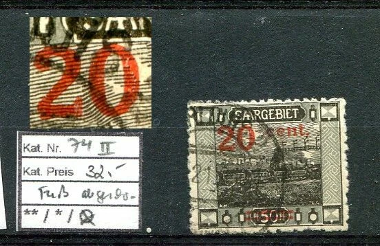 Saargebiet Landschaftsbilder Plattenfehler 74 II (Fuß der 2 abgeschrägt) gestemp