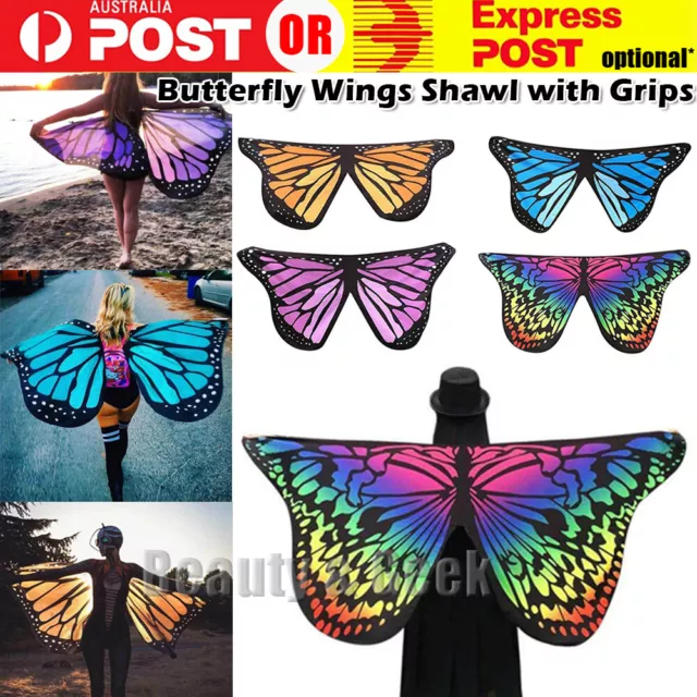 Fabric Butterfly Wings Shawl Fairy Adult Nymph Pixie Soft Costume Accessory Cape