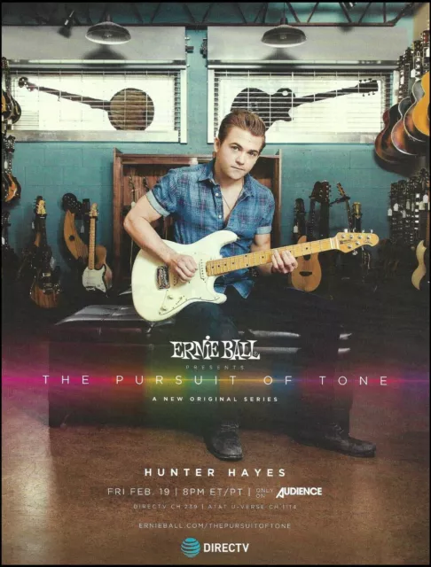 Hunter Hayes Ernie Ball Music Man Cutlass guitar advertisement 2016 ad print